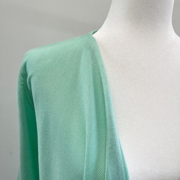 Elle Women's Cardigan Sweater XS Mix Stitch Flyaway Mint Green Open Elbow Sleeve - Picture 3 of 11